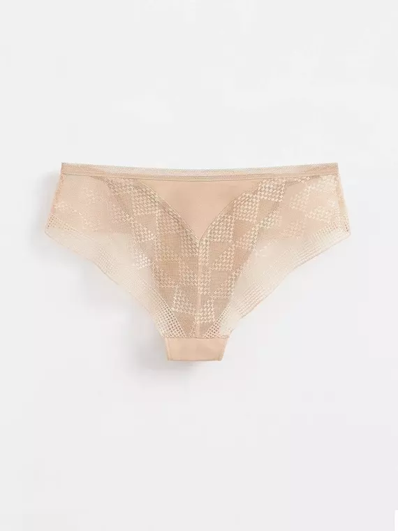 Трусы женские «бикини» из хлопка с итальянским кружевом demure lb 1278 skin, 20С-1253ТСП, 90/XS, CONTE ELEGANT,  - 2