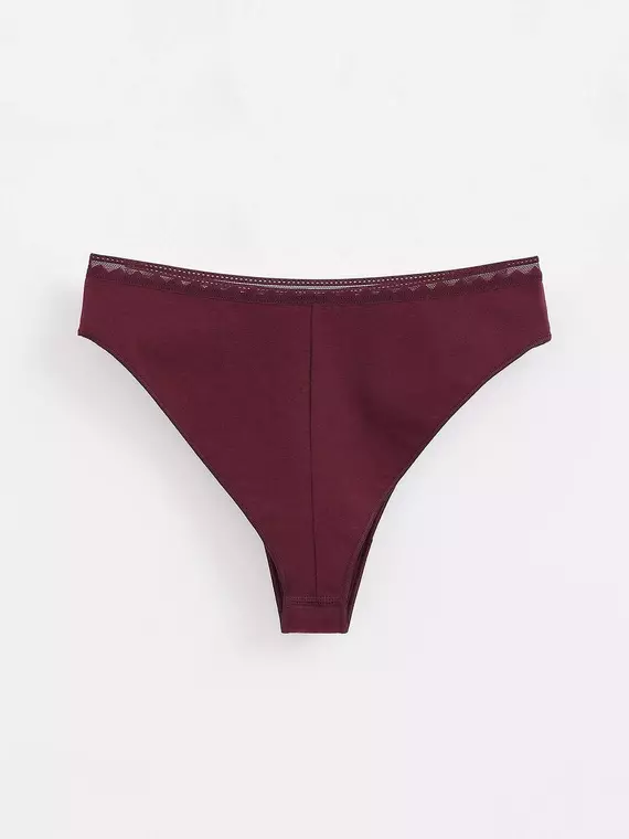 Трусы женские "бразилиана" c высокой посадкой classic basic lbr 1350 bordo, 20С-1332ТСП, 90/XS, CONTE ELEGANT,  - 2