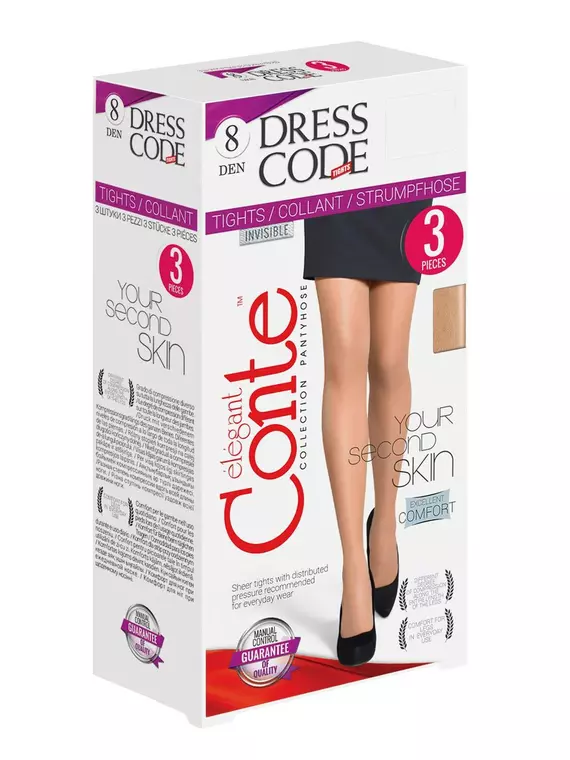 Колготки женские conte dress code 8 den (3 штуки), 14С-17СПД, 4, CONTE ELEGANT,  - 1