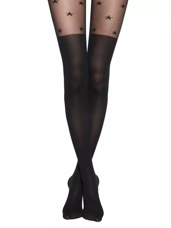 Колготки женские c имитацией гольфинов и рисунком "звезды" starlight nero, 19С-7СП, 2, CONTE ELEGANT,  - 2