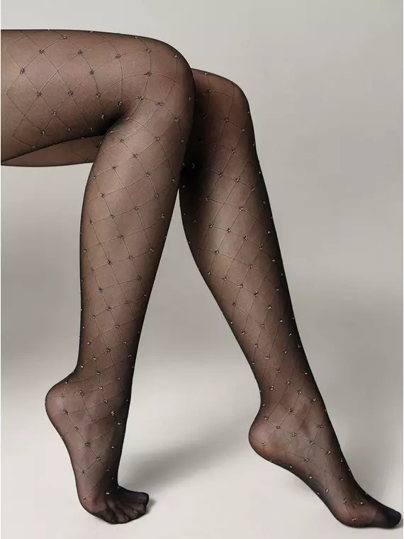 Колготки женские  с рисунком «ромбы» и горошком из люрекса lusso nero, 20С-92СП, 5, CONTE ELEGANT,  - 2