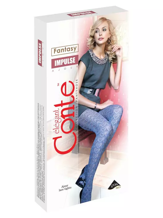 Колготки хлопковые ажурные conte impulse jeans, 7С-82СП, 2, CONTE ELEGANT,  - 2