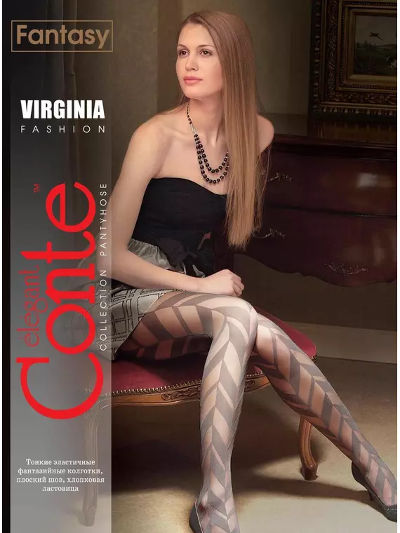 Фантазийные колготки conte virginia, 8С-142СП, 4, CONTE ELEGANT,  - 1