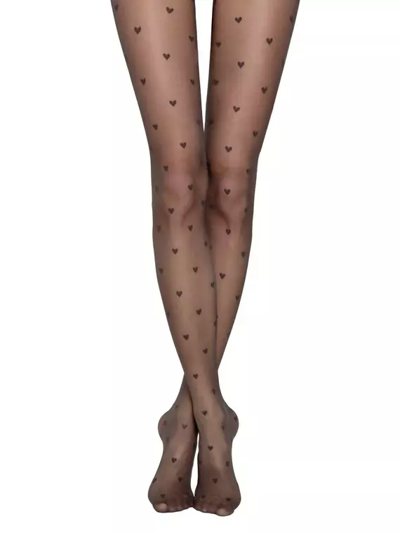 Фантазийные колготки с рисунком "сердечки" bonheur grafit, 19С-109СП, 5, CONTE ELEGANT,  - 6