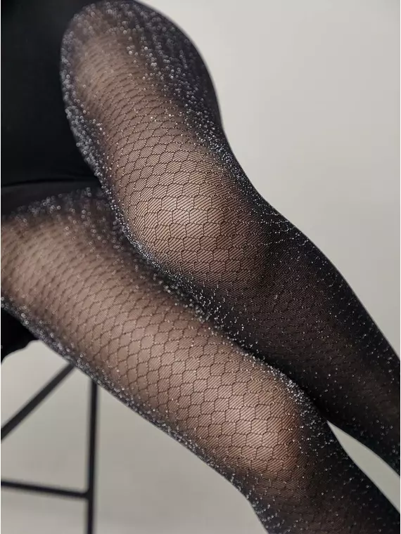 Колготки с сияющим рисунком «соты» conte silver nero, 20С-94СП, 5, CONTE ELEGANT,  - 2