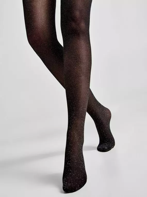 Сияющие колготки с имитацией мелкой сетки rete lurex nero, 20С-93СП, 2, CONTE ELEGANT,  - 3