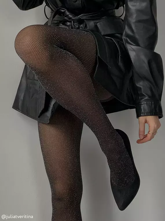 Сияющие колготки с имитацией мелкой сетки rete lurex nero, 20С-93СП, 2, CONTE ELEGANT,  - 4