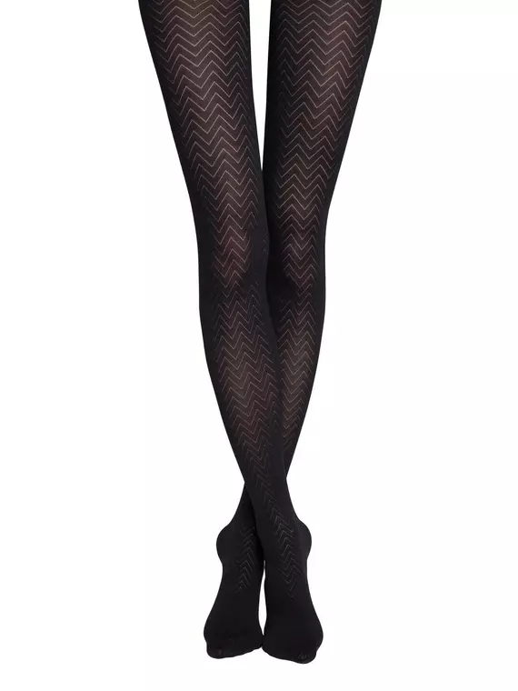 Колготки женские с рисунком «зигзаг» orient nero, 21С-7СП, 4, CONTE ELEGANT,  - 2