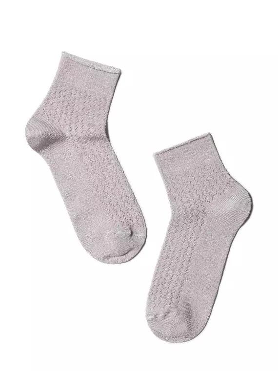 Ажурные женские носки ajour из вискозы с люрексом 180 пепельно-розовый, 19С-186СП, 38-39 (25), CONTE ELEGANT,  - 2