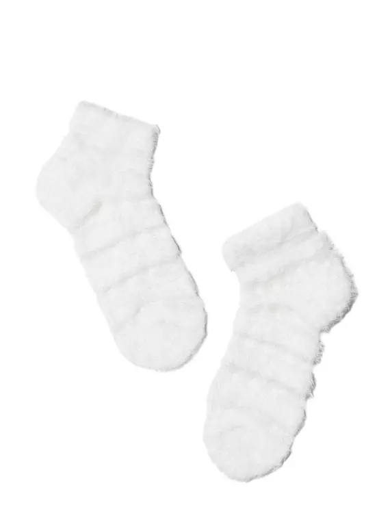 Короткие женские пушистые носки comfort с полосками из прозрачной сетки 238 белый, 19С-219СП, 36-37 (23), CONTE ELEGANT,  - 2