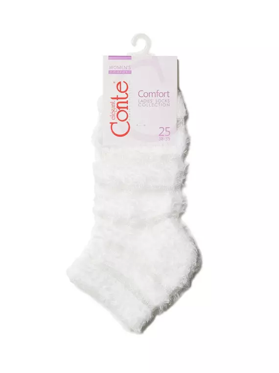 Короткие женские пушистые носки comfort с полосками из прозрачной сетки 238 белый, 19С-219СП, 36-37 (23), CONTE ELEGANT,  - 3