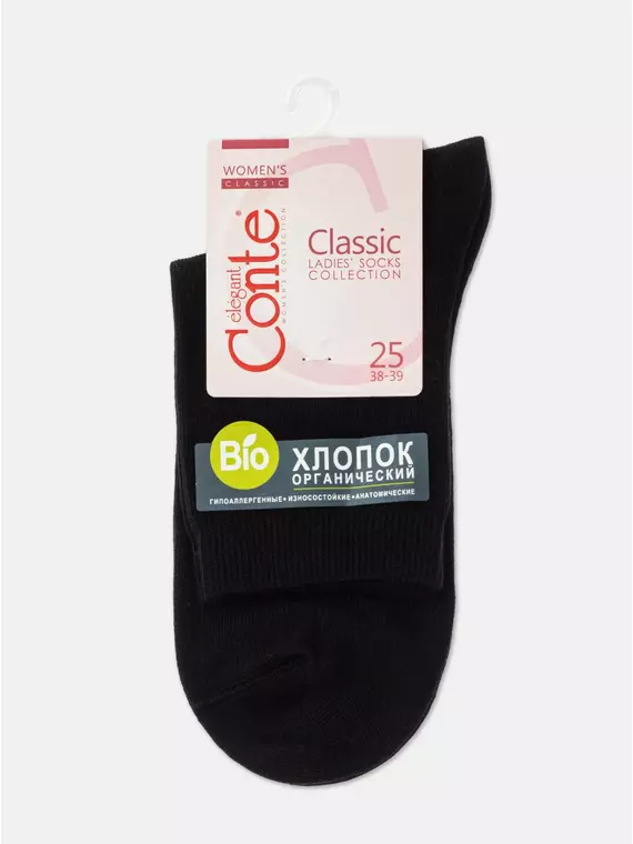 Классические женские носки из органического хлопка biofil® 000 черный, 21С-107СП, 36-37 (23), CONTE ELEGANT,  - 4