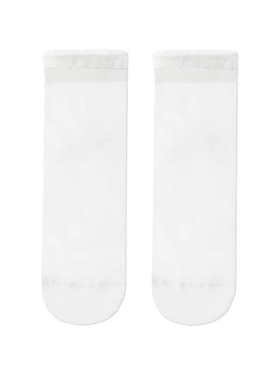 Носки женские classic из вискозы с глянцевым рисунком и декоративной прозрачной сеткой  491 белый, 19С-189СП, 38-39 (25), CONTE ELEGANT,  - 2