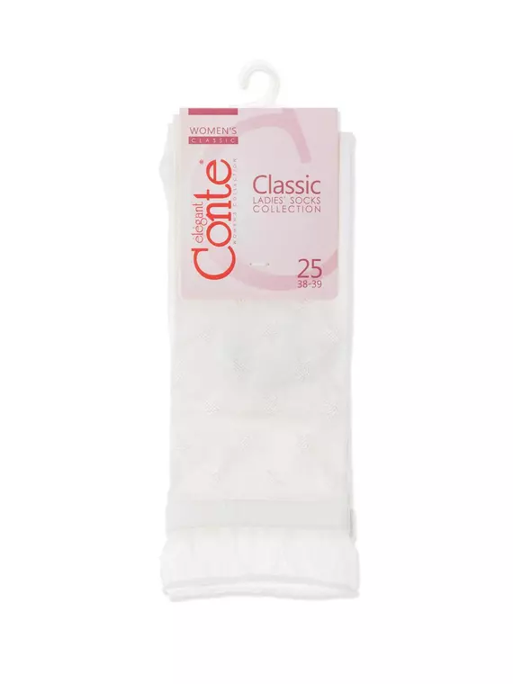 Носки женские classic из вискозы с глянцевым рисунком и декоративной прозрачной сеткой  491 белый, 19С-189СП, 38-39 (25), CONTE ELEGANT,  - 3