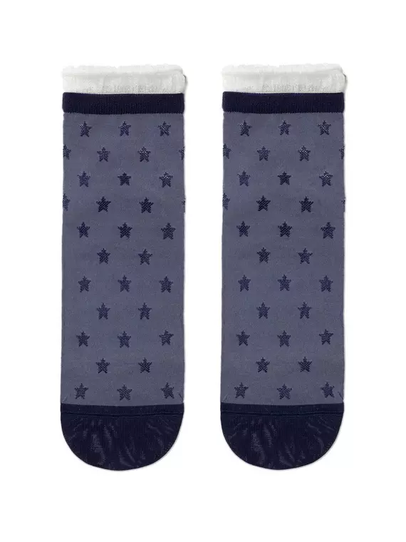 Носки женские classic из вискозы с глянцевым рисунком и декоративной прозрачной сеткой  491 джинс, 19С-189СП, 36-37 (23), CONTE ELEGANT,  - 2