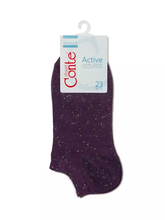 Носки женские хлопковые active (ультракороткие, pixels) 085 баклажан, 16С-62СП, 36-37 (23), CONTE ELEGANT,  - 3