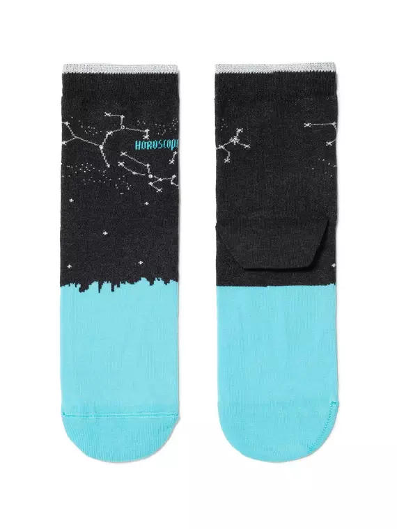 Носки женские conte classic (стразы, люрекс) 122 черный-бирюза, 17С-46СП, 36-37 (23), CONTE ELEGANT,  - 2