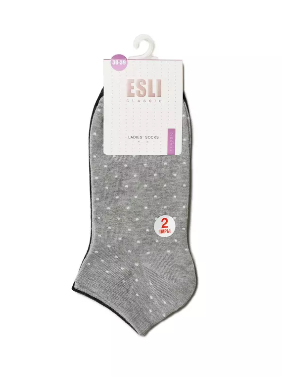 Носки женские esli classic (короткие, 2 пары) 802 черный-серый, 14С-116СПЕ, 36-37 (23), ESLI,  - 5