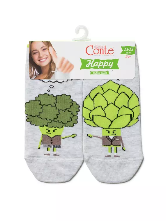 Короткие хлопковые женские носки conte happy 168 светло-серый, 19С-114СП, 36-39 (23-25), CONTE ELEGANT,  - 3