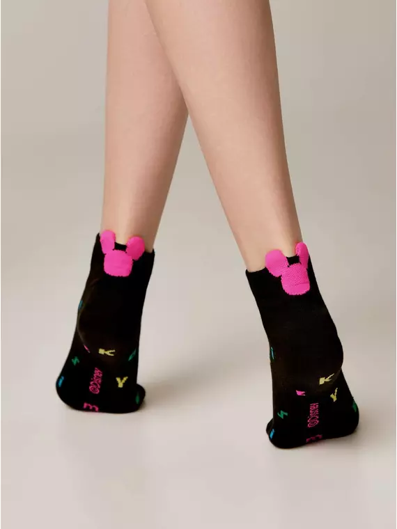 Короткие женские хлопковые носки с рисунками ©disney и пикотом-«язычком» 361 черный, , 36-39 (23-25), , - 3