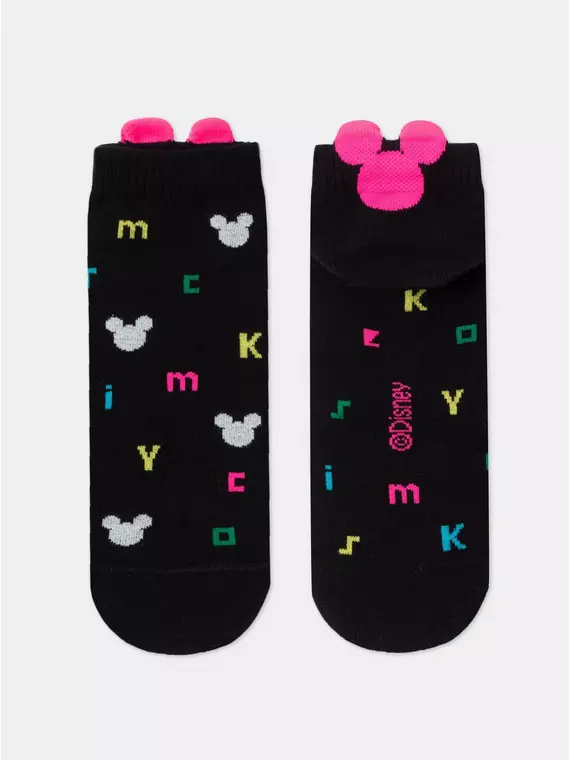 Короткие женские хлопковые носки с рисунками ©disney и пикотом-«язычком» 361 черный, , 36-39 (23-25), , - 5