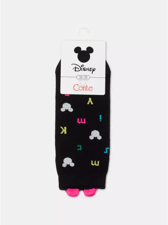 Короткие женские хлопковые носки с рисунками ©disney и пикотом-«язычком» 361 черный, , 36-39 (23-25), , - 6