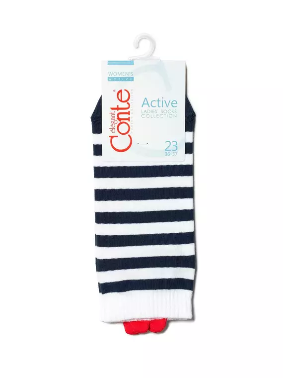Короткие носки active с пикотом-«сердечком» в полоску 223 белый-темно-синий, 20С-18СП, 36-37 (23), CONTE ELEGANT,  - 4