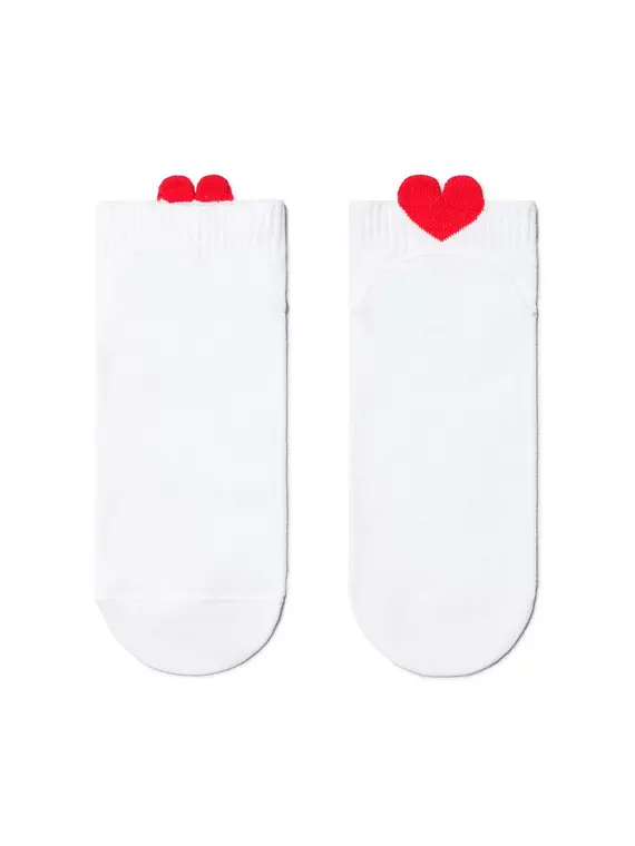 Короткие женские хлопковые носки с пикотом-«сердечком»  221 белый, 20С-18СП, 36-38 (23-25), CONTE ELEGANT,  - 3