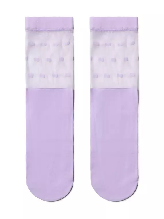 Удлиненные женские носки с прозрачным верхом в горошек fantasy violet, 19С-29СП, 36-39 (23-25), CONTE ELEGANT,  - 2