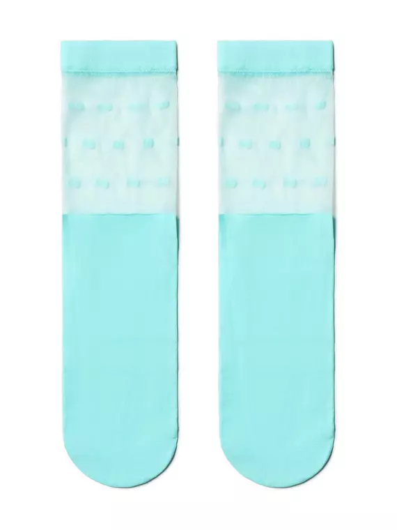 Удлиненные женские носки с прозрачным верхом в горошек fantasy turquoise, 19С-29СП, 36-39 (23-25), CONTE ELEGANT,  - 2