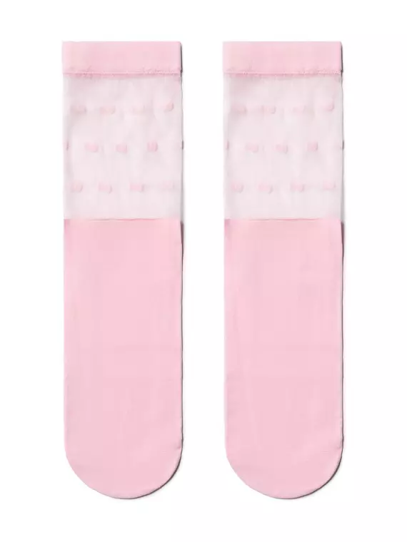 Удлиненные женские носки с прозрачным верхом в горошек fantasy light pink, 19С-29СП, 36-39 (23-25), CONTE ELEGANT,  - 2