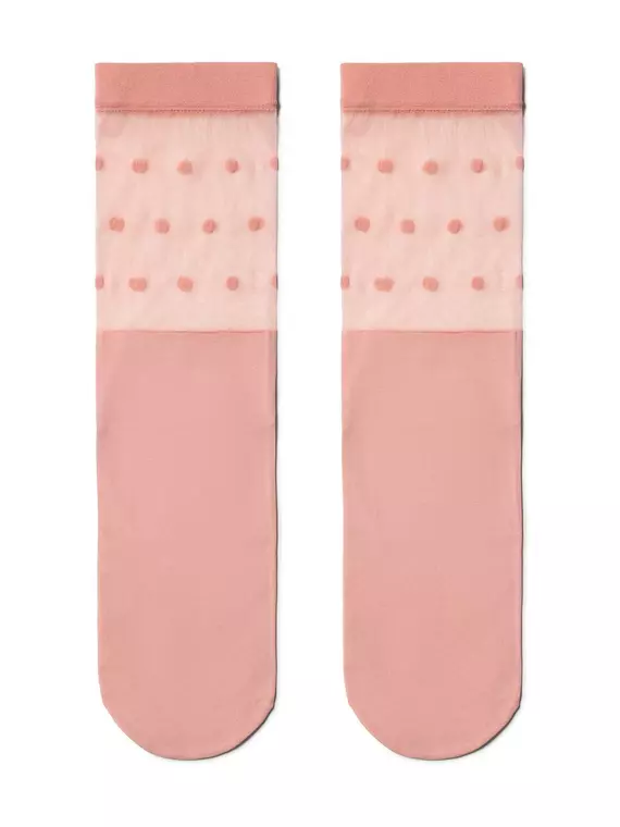 Удлиненные женские носки с прозрачным верхом в горошек fantasy dusty rose, 19С-29СП, 36-39 (23-25), CONTE ELEGANT,  - 2