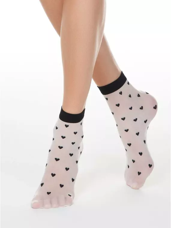 Тонкие женские носки fantasy с рисунком "сердечки" conte 19с-111сп panna, 19С-111СП, 36-39 (23-25), CONTE ELEGANT,  - 4