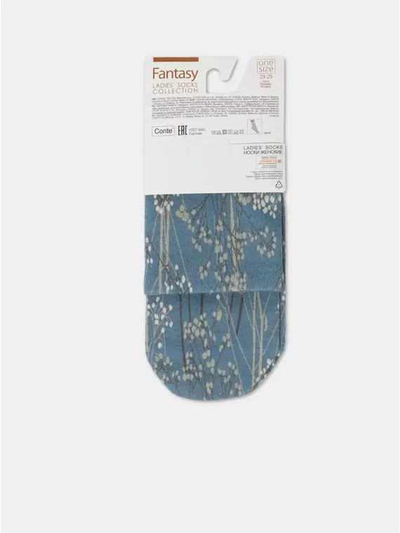 Носки женские с принтом из смесовой пряжи с хлопком и льном fantasy 404 джинс, 20С-107СП, 36-39 (23-25), ,  - 6