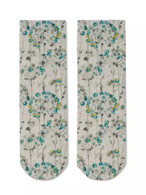 Носки женские с принтом fantasy из смесовой пряжи с хлопком и льном 258 бежевый, 20С-107СП, 36-39 (23-25), CONTE ELEGANT,  - 2