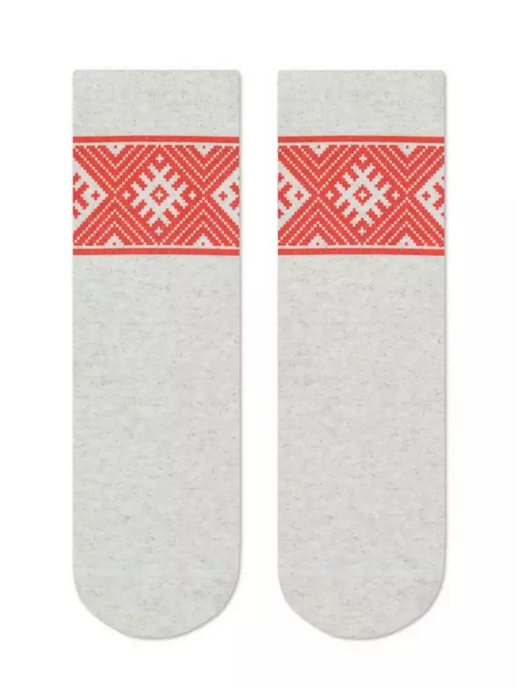 Носки женские с принтом fantasy из смесовой пряжи с хлопком и льном 274 бежевый, 20С-107СП, 36-39 (23-25), CONTE ELEGANT,  - 2