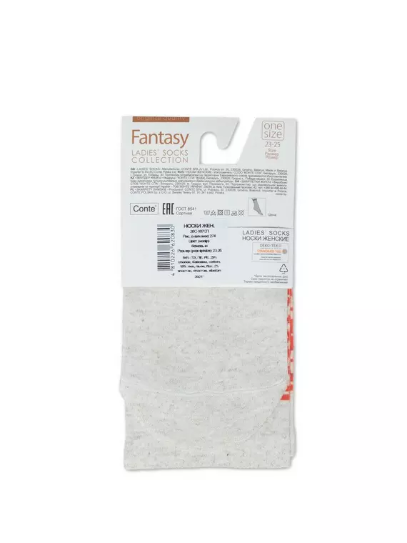 Носки женские с принтом fantasy из смесовой пряжи с хлопком и льном 274 бежевый, 20С-107СП, 36-39 (23-25), CONTE ELEGANT,  - 4