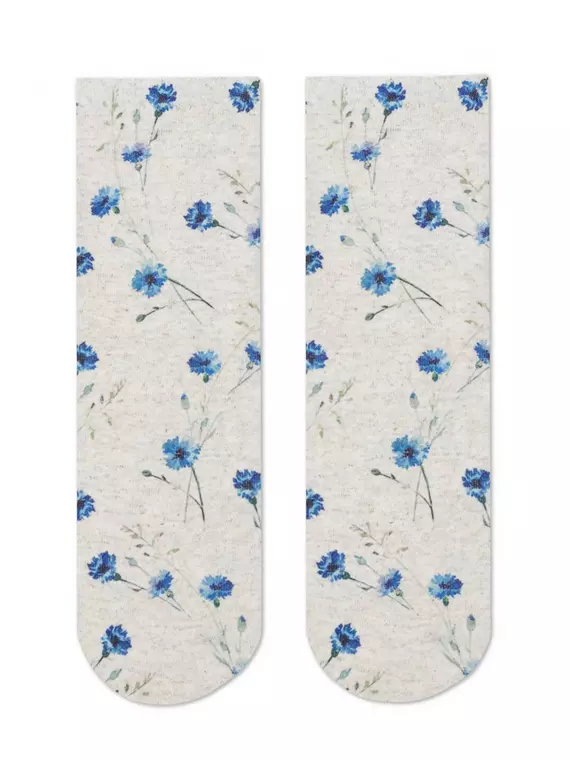 Носки женские с принтом fantasy из смесовой пряжи с хлопком и льном 275 бежевый, 20С-107СП, 36-39 (23-25), CONTE ELEGANT,  - 2