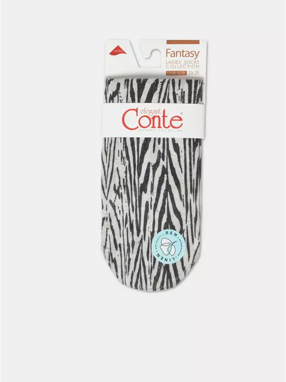 Носки женские с принтом из смесовой пряжи с хлопком и льном fantasy 405 бежевый, 20С-107СП, 36-39 (23-25), ,  - 6