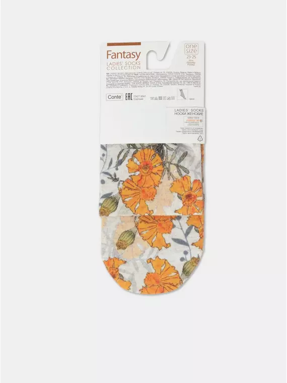 Носки женские с принтом из смесовой пряжи с хлопком и льном fantasy 402 желтый, 20С-107СП, 36-39 (23-25), ,  - 7