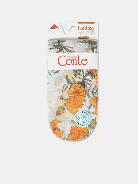 Носки женские с принтом из смесовой пряжи с хлопком и льном fantasy 402 желтый, 20С-107СП, 36-39 (23-25), ,  - 6