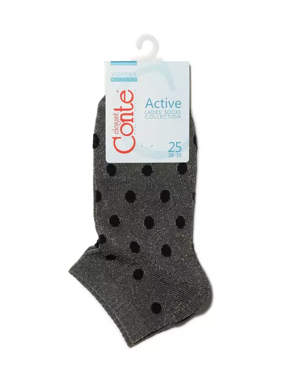 Укороченные блестящие вискозные носки с рисунком «в горошек» fantasy 155 пепельный, 19С-61СП, 36-37 (23), CONTE ELEGANT,  - 3