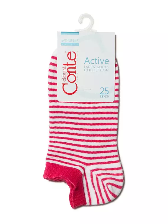 Носки женские хлопковые active (ультракороткие) 073 белый-малиновый, , 36-37 (23), CONTE ELEGANT, - 3