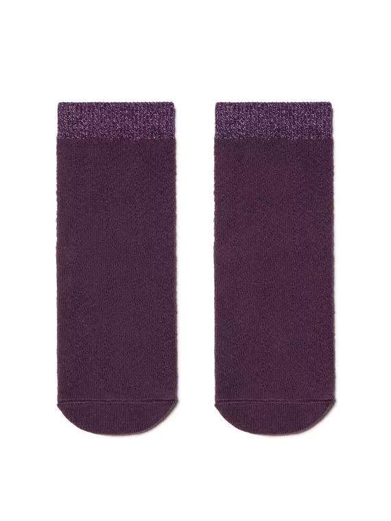 Носки женские хлопковые ajour (люрекс) баклажан, 15С-82СП, 36-37 (23), CONTE ELEGANT,  - 2