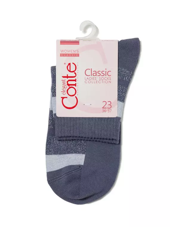 Носки женские хлопковые classic (люрекс) 082 темный джинс, 16С-26СП, 36-37 (23), CONTE ELEGANT,  - 3