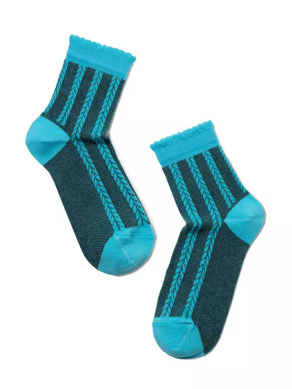 Носки женские хлопковые classic (рельефные) 086 бирюза, 16С-58СП, 38-39 (25), CONTE ELEGANT,  - 2