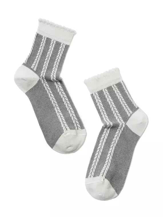 Носки женские хлопковые classic (рельефные) 086 светло-серый, 16С-58СП, 36-37 (23), CONTE ELEGANT,  - 2