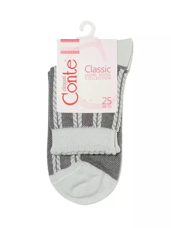 Носки женские хлопковые classic (рельефные) 086 светло-серый, 16С-58СП, 36-37 (23), CONTE ELEGANT,  - 3