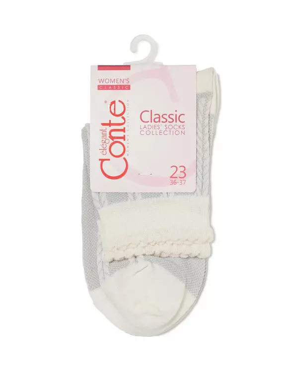 Носки женские хлопковые classic (рельефные) 086 молочный, 16С-58СП, 36-37 (23), CONTE ELEGANT,  - 3