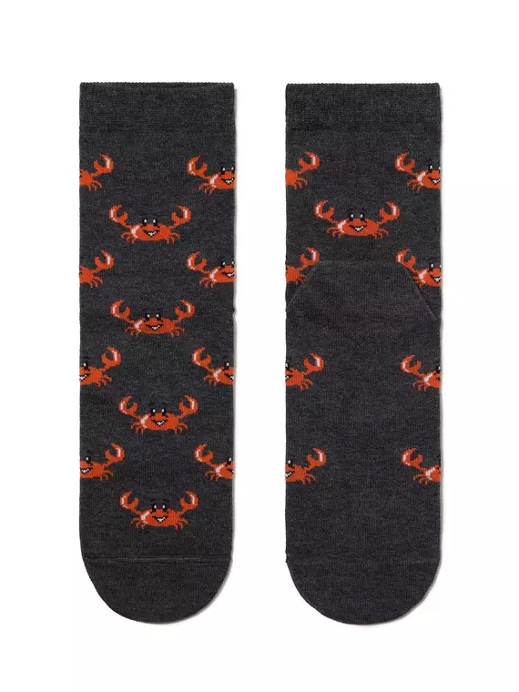 Хлопковые женские носки classic с рисунками "крабы" 148 темно-серый, 15С-15СП, 38-39 (25), CONTE ELEGANT,  - 2